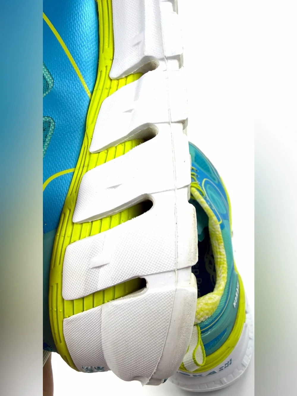 HOKA ONE ONE Conquest Women’s 6.5 Blue Lime Max Cushion Running Shoes EU 38